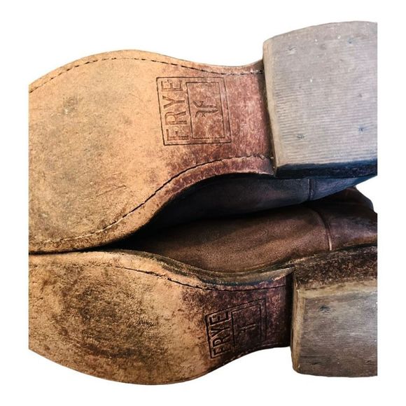 Frye Billy stitch cowgirl western boots brown with orange stitching design sz 9 - Picture 9 of 16